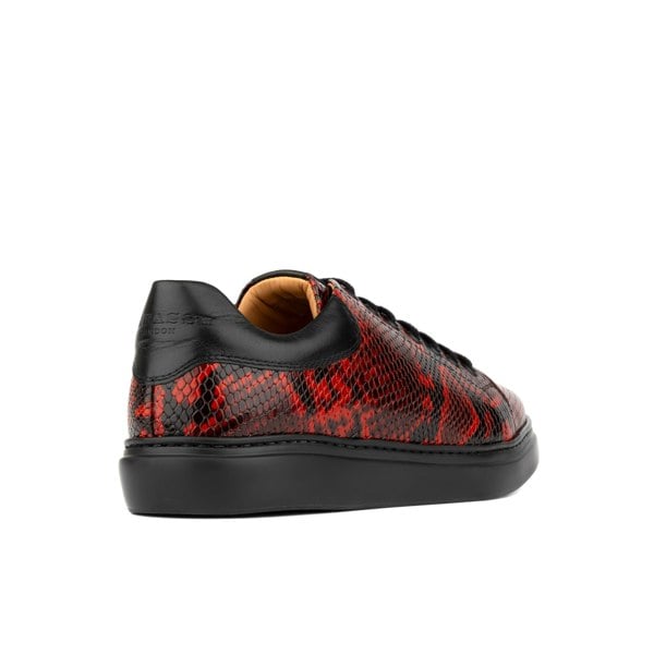 Embassy London Sun City - Red Snake - Men's Leather Snakeskin Trainer