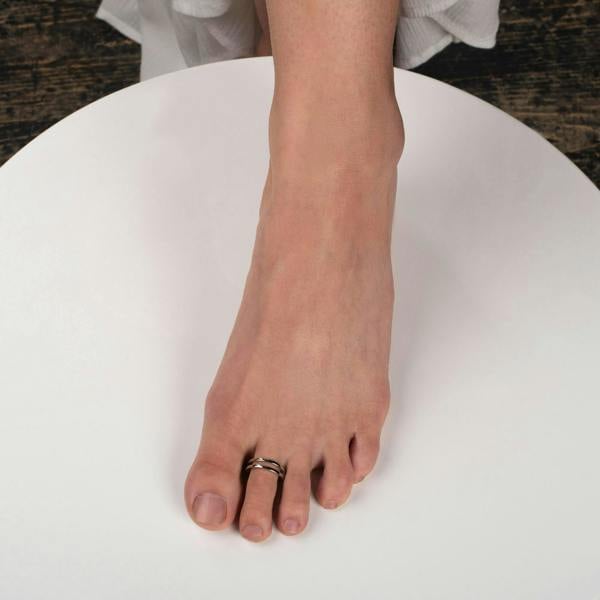 925 Sterling Silver Double Row Toe Ring for Women - namana.london