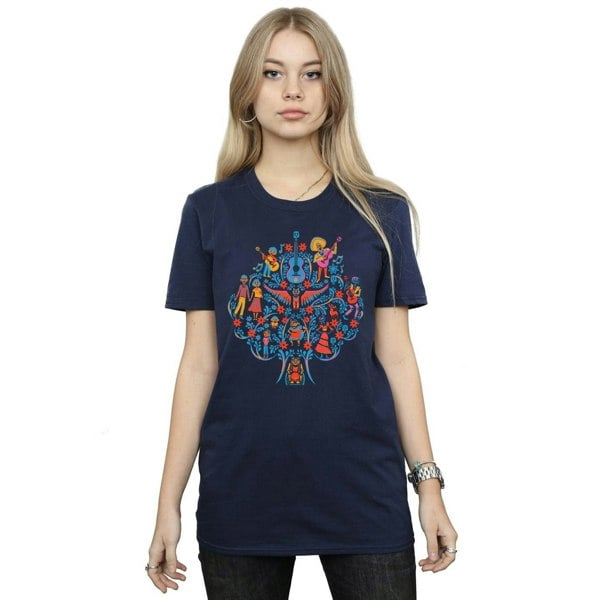 Disney Womens/Ladies Coco Tree Pattern Cotton Boyfriend T-Shirt - Navy Blue