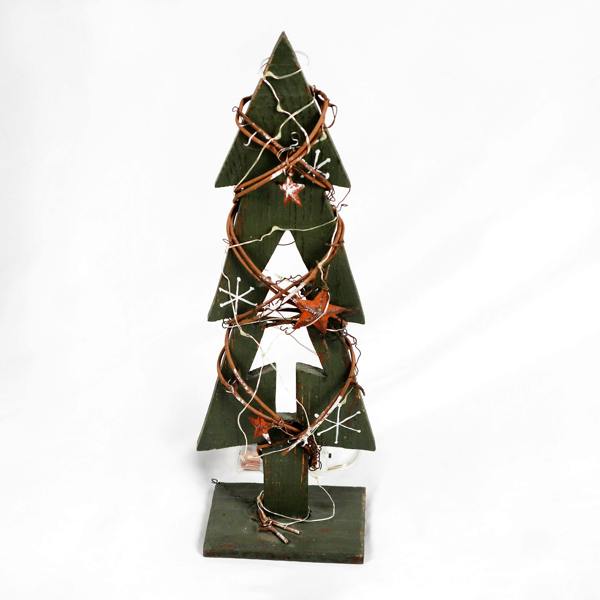 30cm Green Tree Wooden LED Tree Tabletop Centrepiece Christmas Holiday Home decoration with 20 Warm white LEDs Green Tree image 9