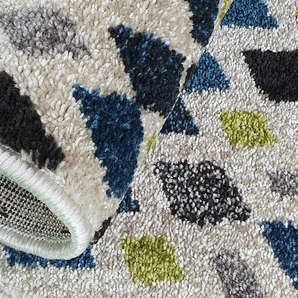 Cream Blue Green Rug Geometric Diamond Pattern Carpet Runner Modern Small Large