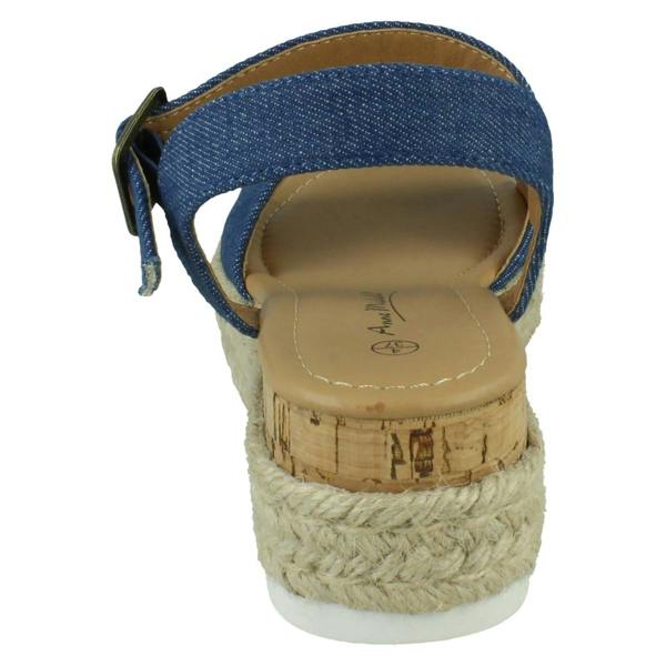 Anne Michelle Ladies Mid Platform Wedge Espadrille Mule Sandal with Buckle Ankle Strap F12091
