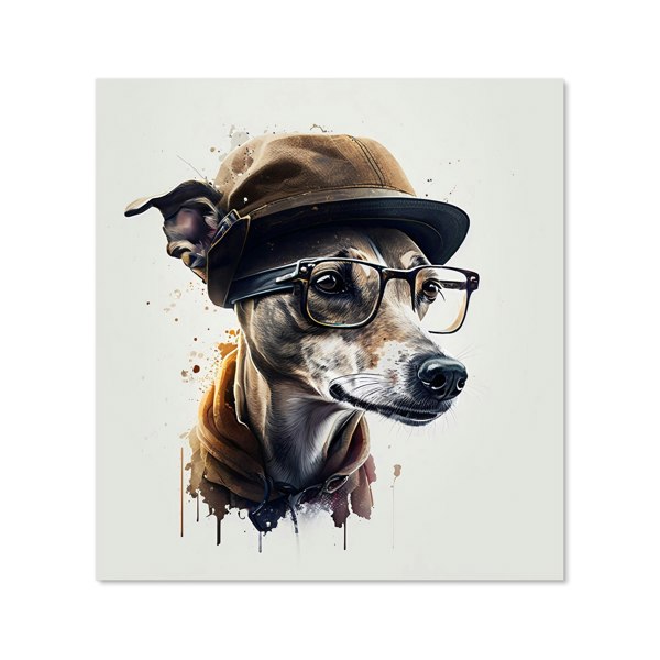 Warren Reed - Designer Whippet Dog With Glasses Splashart Kitchen Splashback