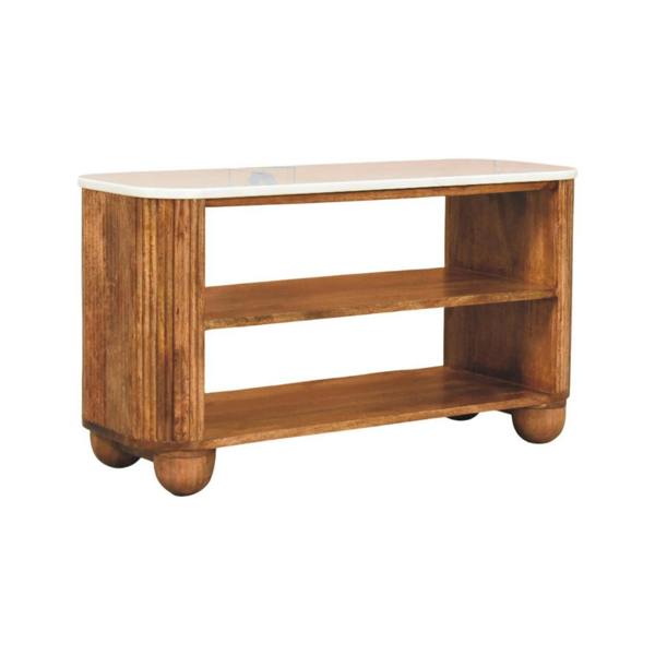 Artisan Furniture Solid Wood Beaumont Marble Shoe Bench, 2 Shelves, Brown