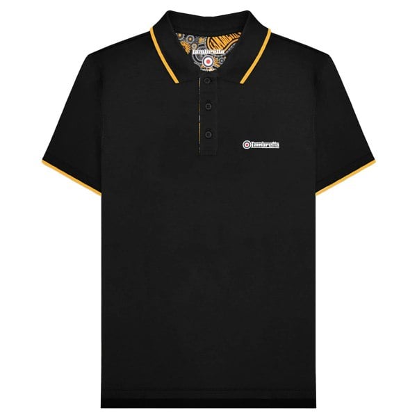 Lambretta Mens Paisley Lined Polo Shirt - Black/Gold