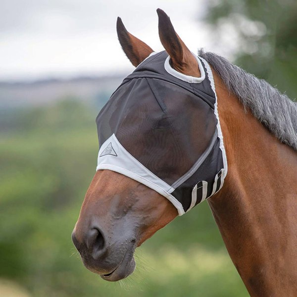 Shires Fine Mesh Ear Holes Horse Fly Mask - Black