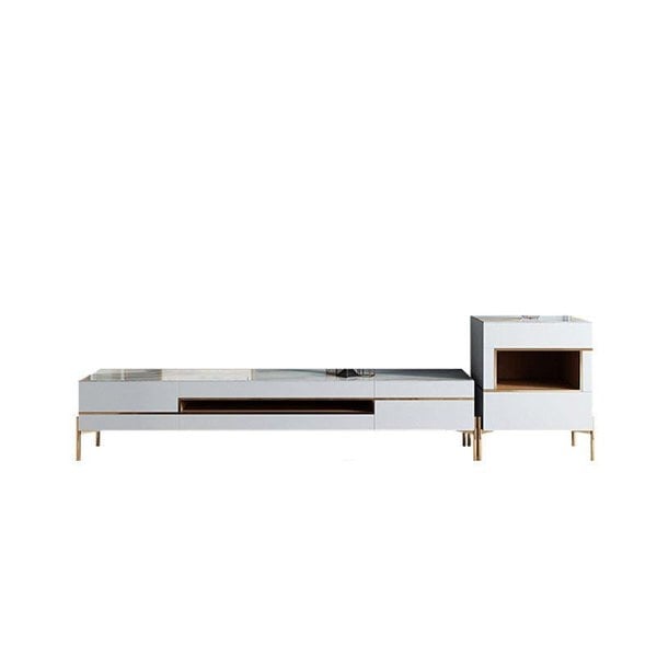 VIda Rectangle Coffee Table Set With TV Stand, Gold Leg-Weilai Concept-TV Stand-Weilai Concept