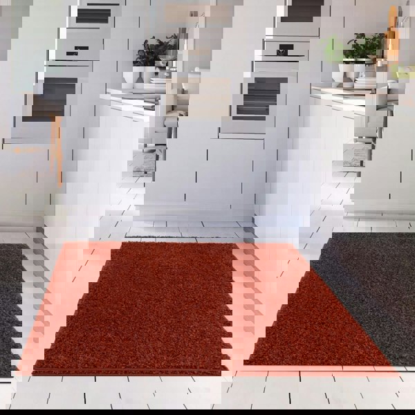 Shaggy Rug Plain Red non-shedding easy to clean