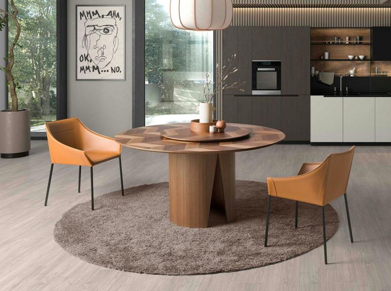 Angel Cerdá Round walnut dining table 1130