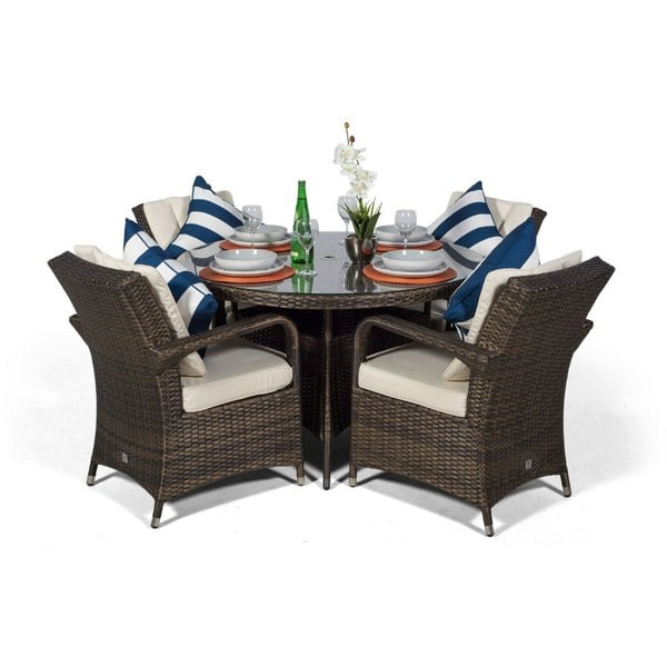 Giardino Arizona Round 4 Seater Rattan Patio Dining Set