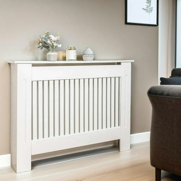 Rafaelo Mobilia Modern Radiator Cover With Shelf - White