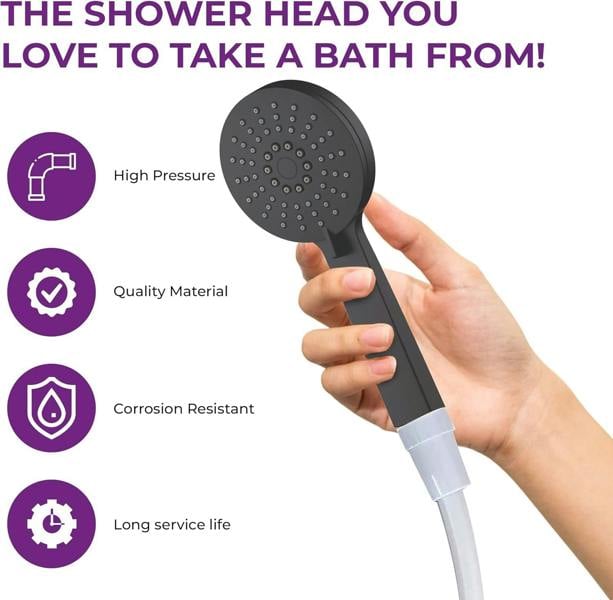 Blue Canyon Black Shower Head - Shower Handset - 3 Spray Pattern Mode