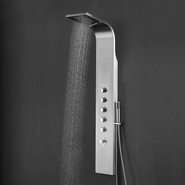 Bathroom Silver Stainless Steel Shower Tower Panel Shower Systems Living and Home