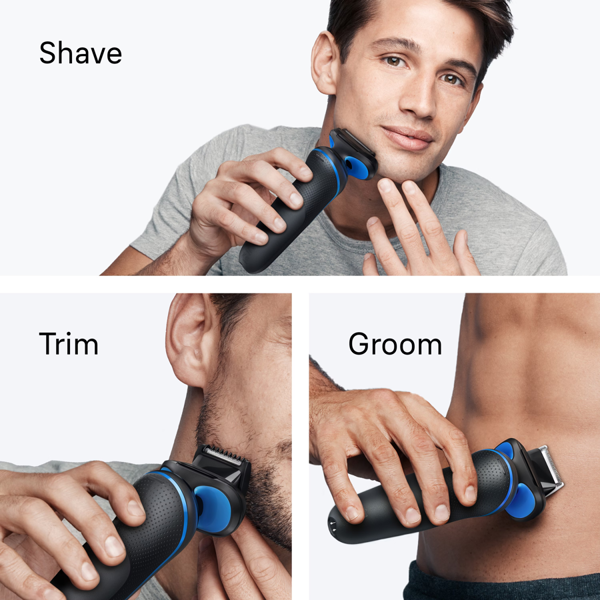 Braun Series 5 52-B1650S Electric Shaver, Up to 50 min, +2 Attachments - Blue
