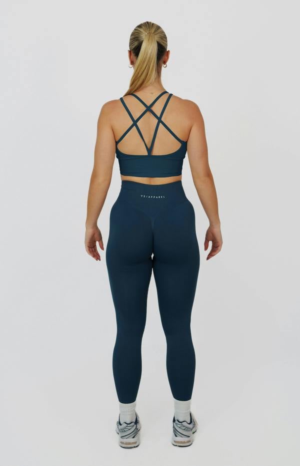 V3 Apparel Form Seamless Scrunch Leggings & Sports Bra Set - Deep Turquoise