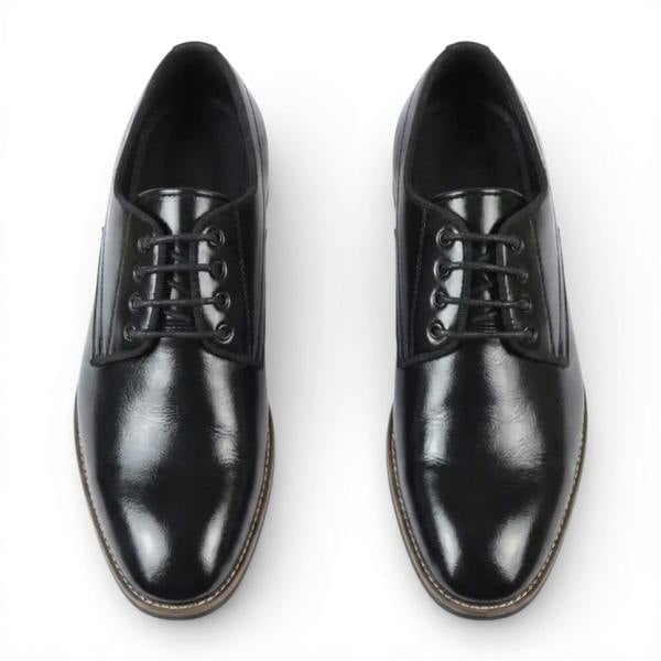Dolcetto Men's Black Classic Plain Toe Lace-Up Derby Brogue Formal Shoes