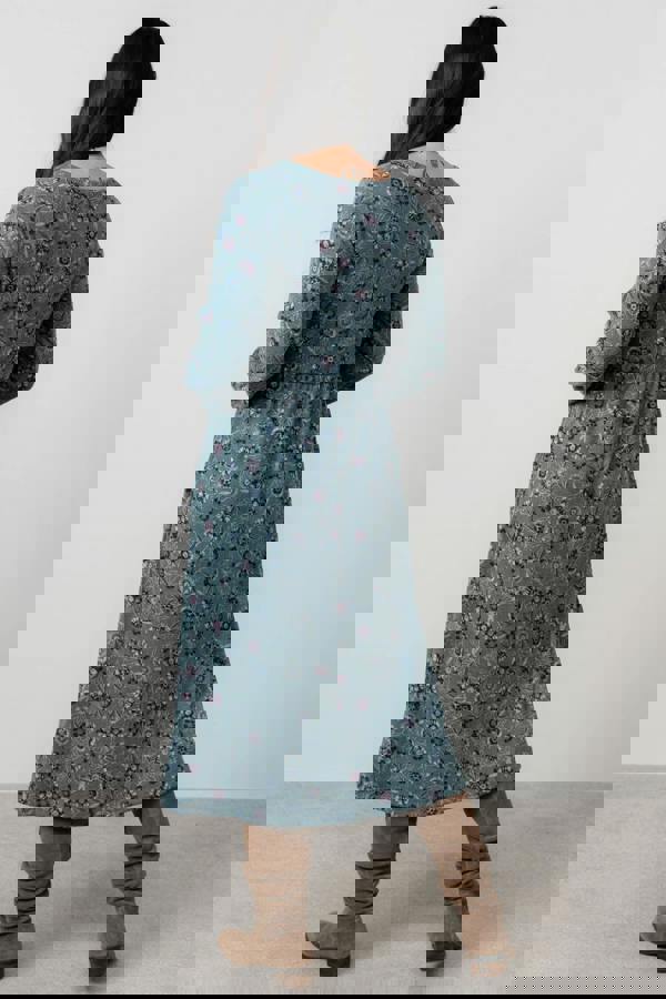 Lily & Me Damson Printed Knit Midi Dress Sea Mist