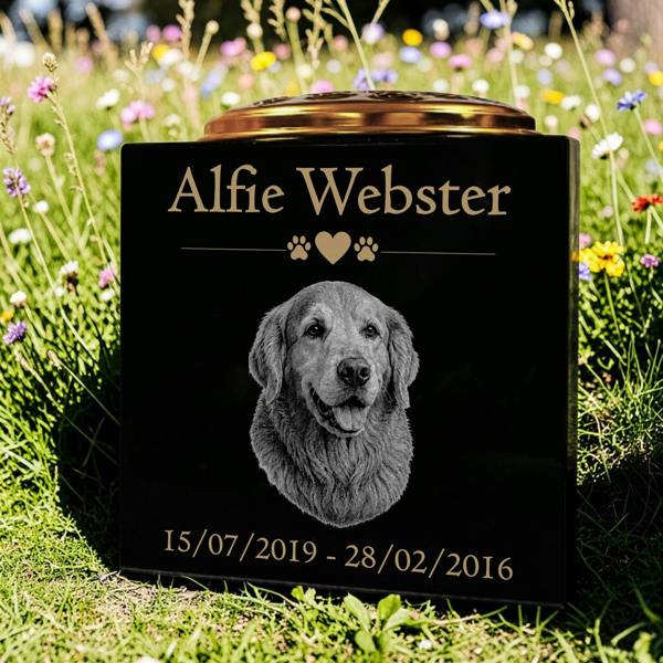 Memorials Direct Dog Memorial Granite Photo Vase