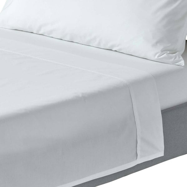HOMESCAPES Crisp & Cool 200 TC Egyptian Cotton Percale Flat Sheet