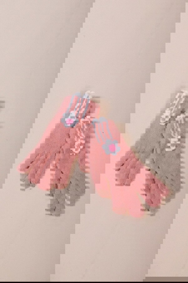 SVNX Knitted Flower Gloves in Pink