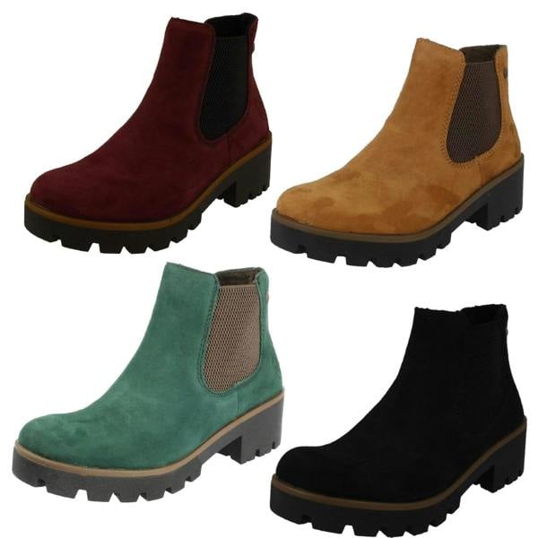 Rieker Ladies Rieker Chunky Gusset Detailed Heeled Ankle Boots 79265