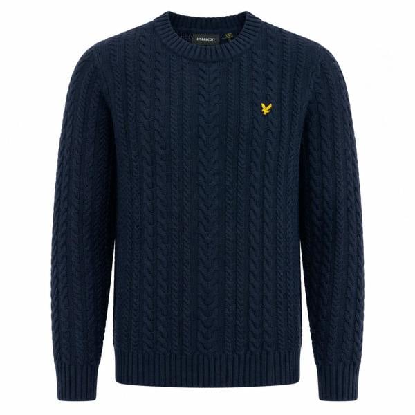 Lyle & Scott Cable Knit Crew Neck Jumper Dark Navy Marl