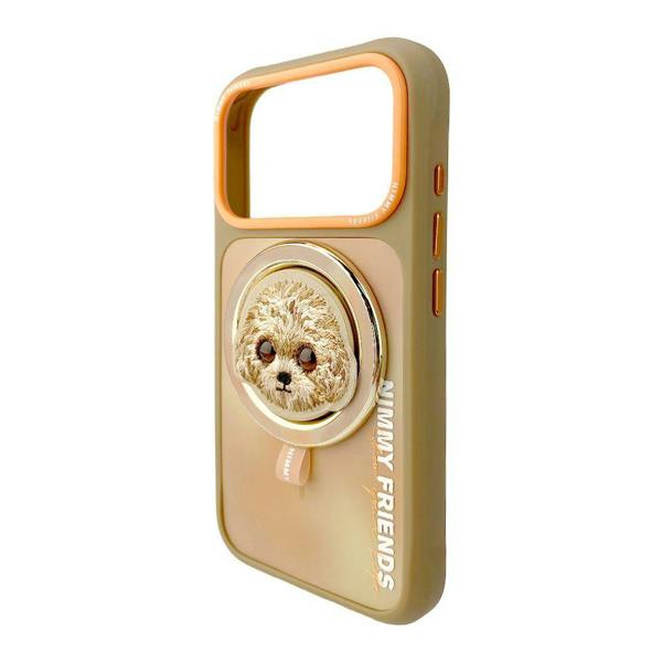 Nimmy Friends Nimmy Big Eye Cute Pet Poodle Dog Face Case with Detachable MagSafe Grip for iPhone 17 Pro 6.3" Brown Orange - N-XDY-CXZJZH-IP17-PRO-014