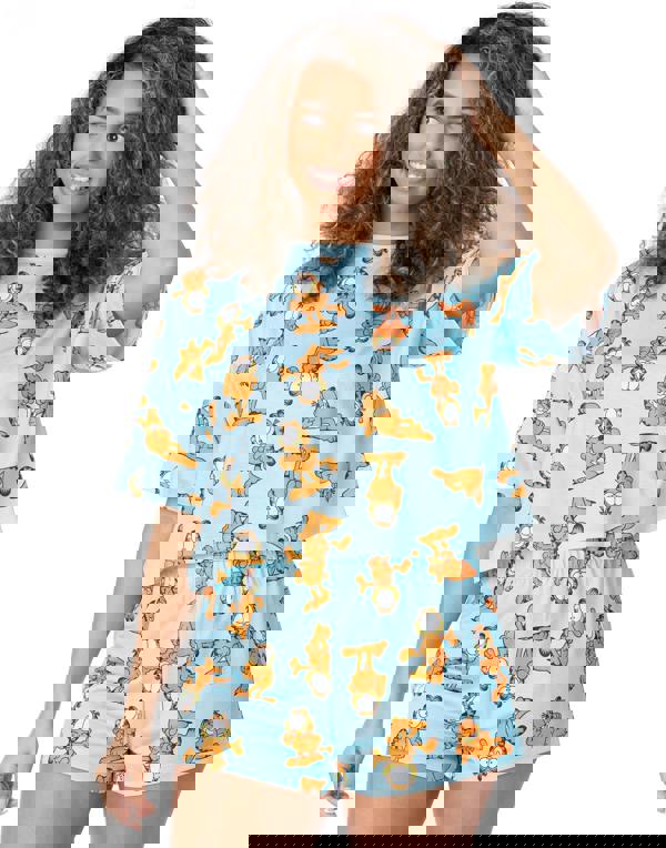 Garfield Womens Blue Garfield All-Over Print Short Sleeve Short Leg Pyjama Set