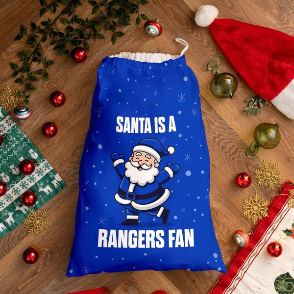 BritishmadeGifts Santa is a Rangers Fan - Football Fan Santa Sack