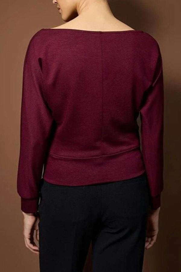 WOVCOR Boat Neck Knit Blouse