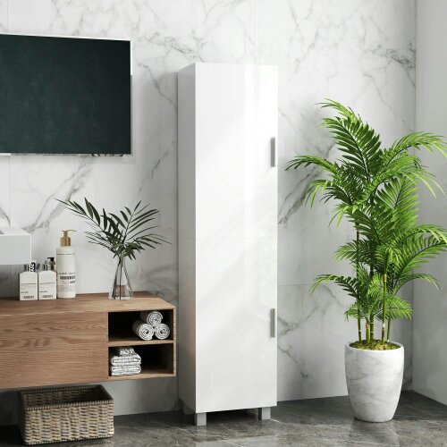 Wyld Haus Valatti Freestanding Tall Bathroom Storage Cabinet With Adjustable Shelves And Double Doors