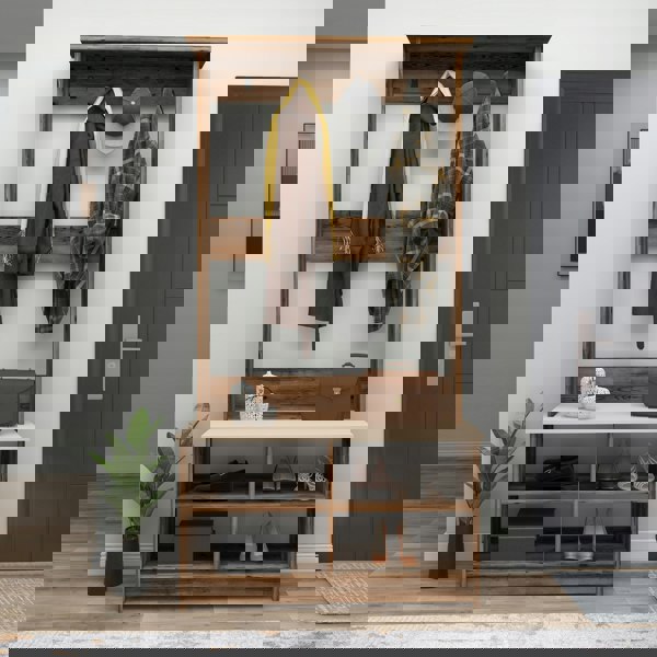 Destina Home Amelia Modern Hallways Coat Rack with 4 Shelves & Metal Hooks