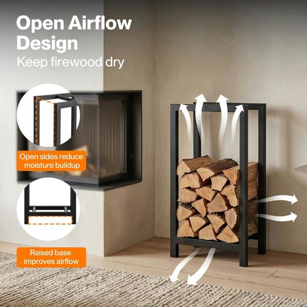 Levede Firewood Rack Metal Outdoor Storage Log Holder Fireplace 30 x 22 x 59cm