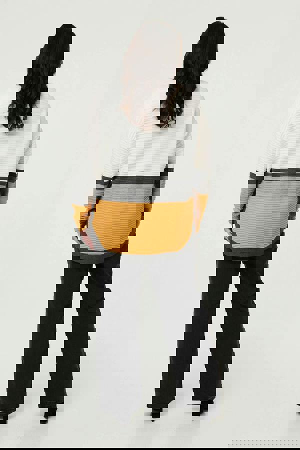 Mustard | Curve Colour Block Zip Detail V-Neck Jumper