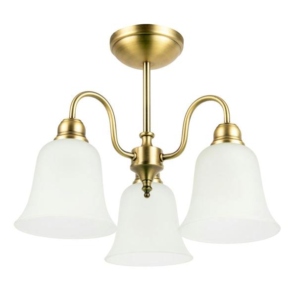Classic and Ornate Aged Brass Ceiling Light Fitting with Glass Shades Image 1
