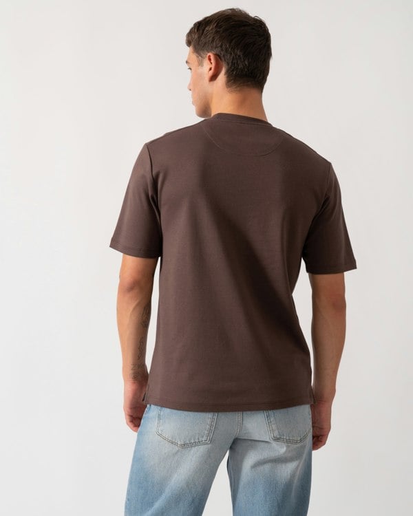 Oliver Sweeney Palmela Mens Crew Neck T-Shirt - Chocolate