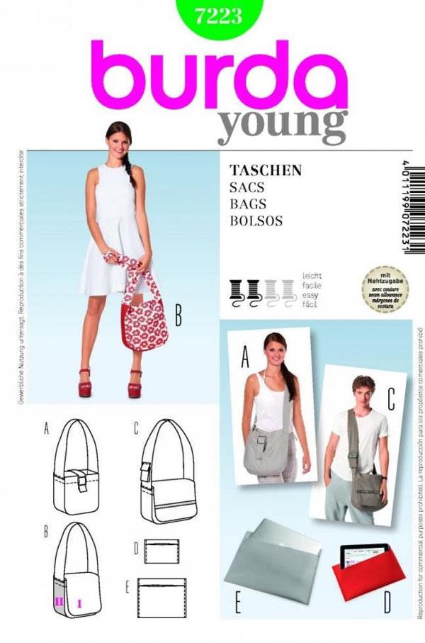 Burda Sewing Pattern 7223 Bags and Tops - Easy