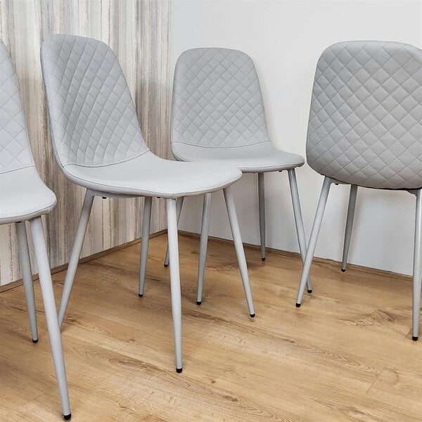 Kosy Koala Dining Chairs Set of 4 Grey Leather Kitchen Chairs