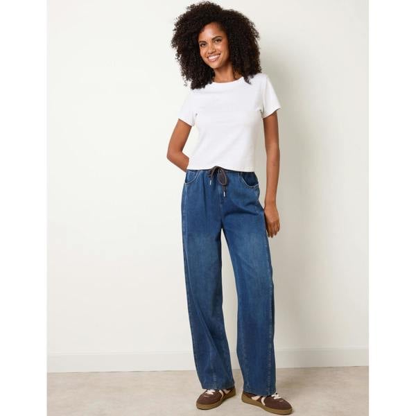 Blue Vanilla Top Stitch Barrel Leg Jeans