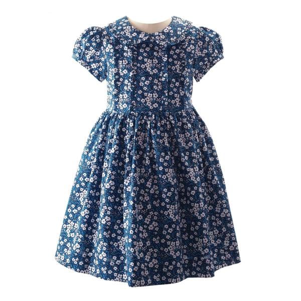 Rachel Riley Navy Mini Floral Frill Dress