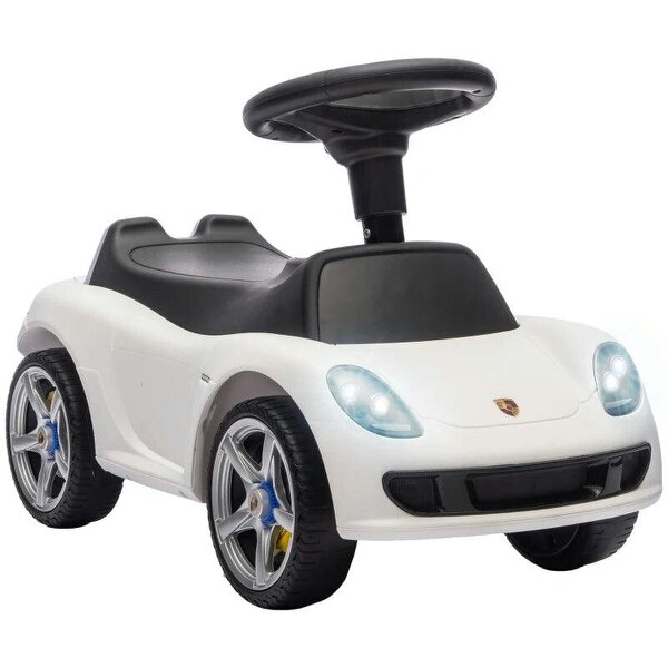 Ride on Car, Porsche Licensed Toddler Push Car with Horn, Headlights, Sound and Steering Wheel for 18-36 Months, White