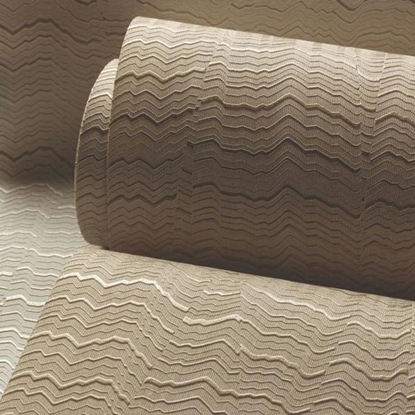 Grandeco Boutique Yoro Sand Dune Wave Luxury Weight Embossed Metallic Wallpaper, Taupe Gold