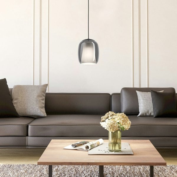 EGLO Ciampino Black Steel And Glass Modern Pendant