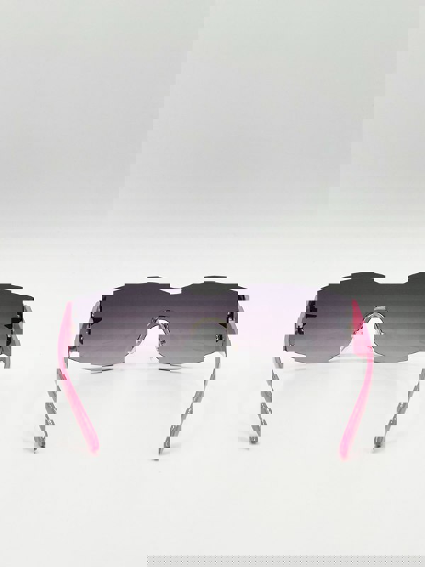 SVNX Wrap Around Racer Sunglasses with Star Hinge Detail in Pink