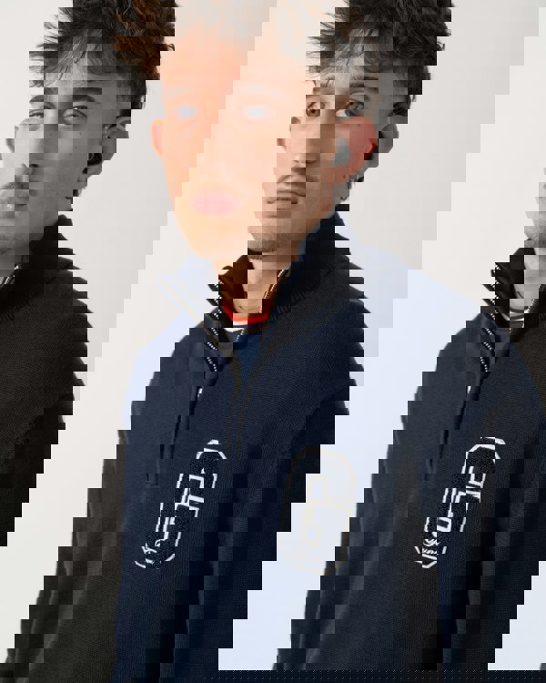 GANT Mens Small Graphic Badge Half Zip Jumper - 433 Evening Blue