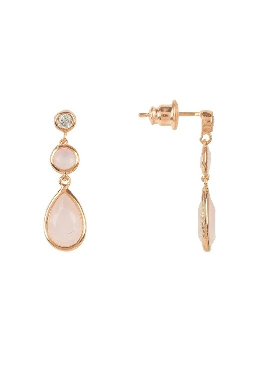 Latelita Tuscany Gemstone Drop Earring Rose Gold Rose Quartz