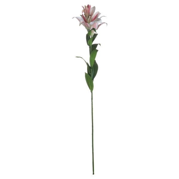 Hill Interiors Stargazer Lily Artificial Flower (Pack of 1) - White/Pink