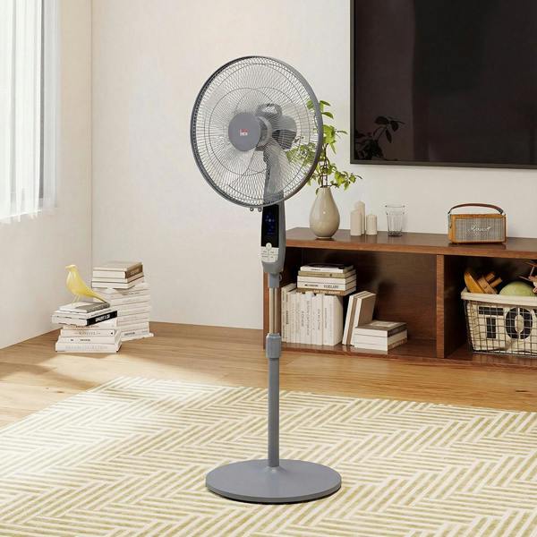 16 Oscillating Fan Remote Adjustable Height Grey