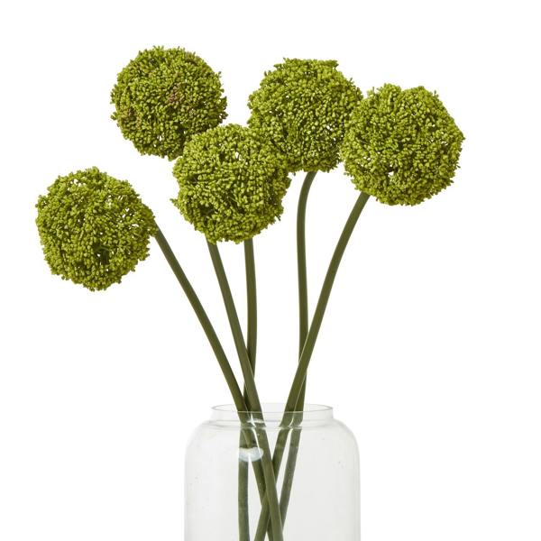 Wyld Haus Set of 3 Artificial Flowers Green Allium Stems