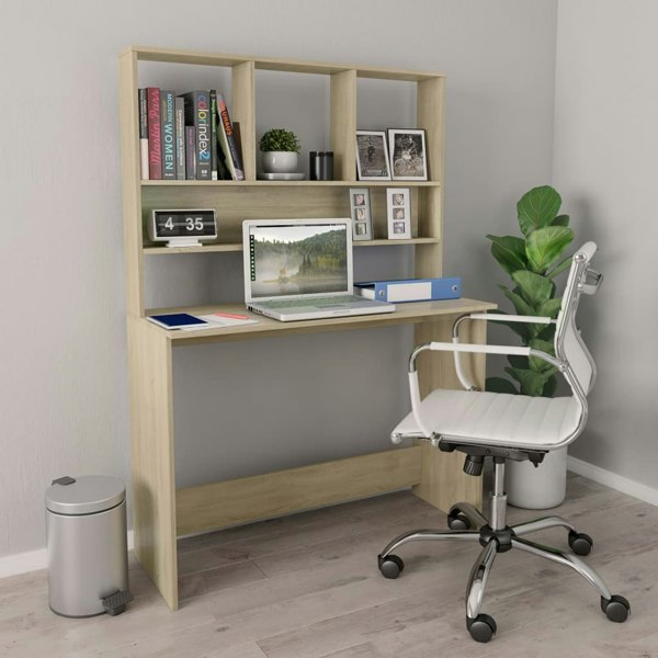 Berkfield Desk with Shelf Sonoma Oak 110x45x157 cm Engineered Wood